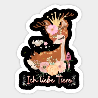 Reh Liebe Tiere Prinzessin Blumen Süß Sticker